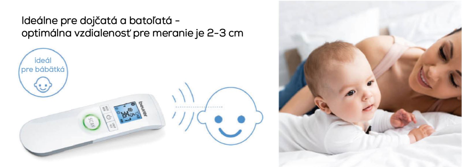 Bezkontaktný teplomer BEURER FT 95 s bluetooth, aj pre batoľatá